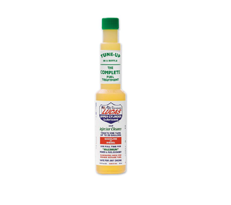 Lucas Fuel Treatment used as an upper cylinder lubricant and fuel stabilizer for consistent engine maintenance and friction reduction