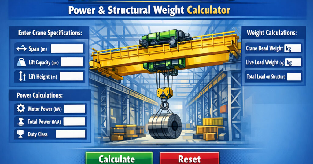 Double Girder EOT Crane Power & Structural Weight Calculator