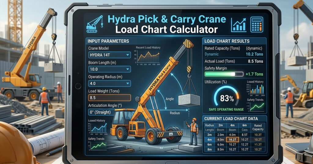 Hydra Pick & Carry Crane Load Chart Calculator