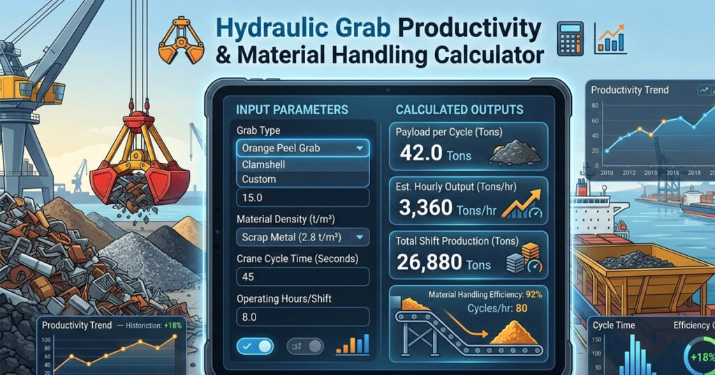 Hydraulic Grab Productivity & Material Handling Calculator
