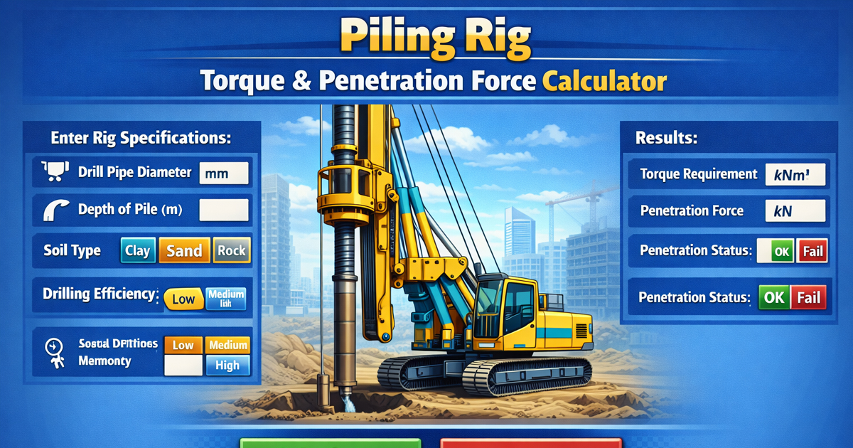 Torque In Rig Piling Rig Torque & Penetration Force Calculator - Pro Industrial Specs